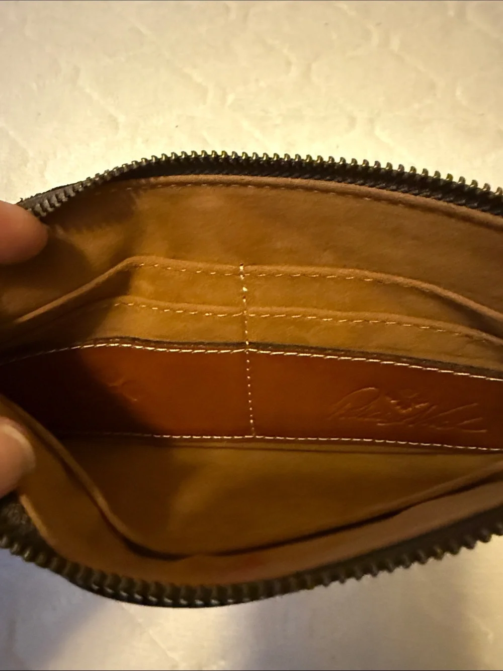 Patricia Nash Tan Leather Wristlet Clutch